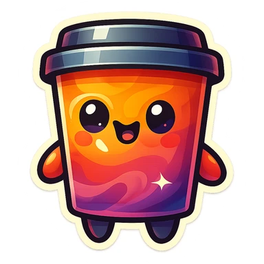 Tall coffee cup, large chaos heart, chaotic, wild, whimsical sticker