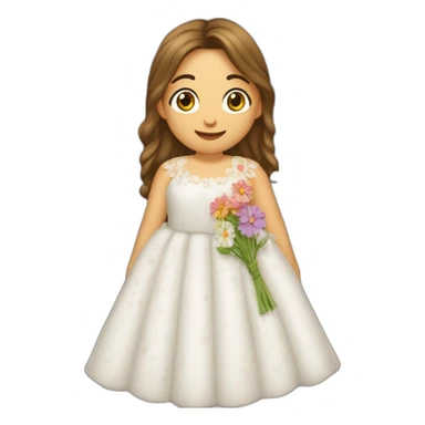 y crespo con un vestido largo y blanco del cual salen flores y mariposas volando sticker