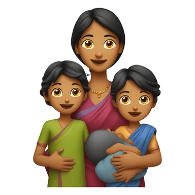 indian mother with children  sticker