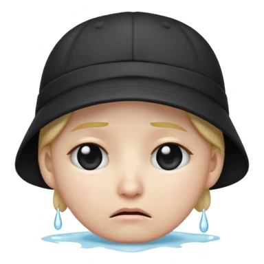 grief emoji with a black cap on the head
 sticker