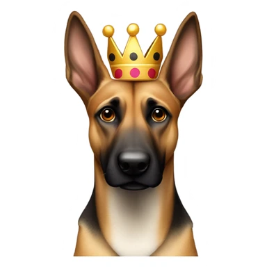 A malinois harlequin color, with a crown on his head sticker