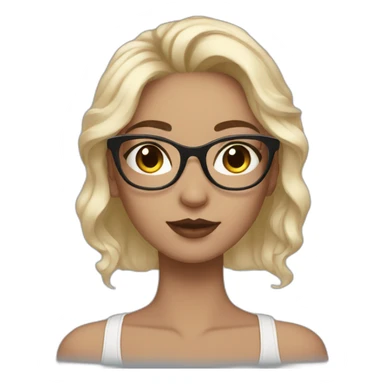 Brow girl with black wavy hair and translucent cat eye spec,  sticker