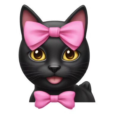 black cat with a pink bow on a head sticker