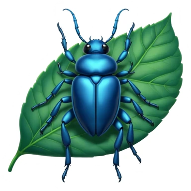 a blue beetle on leaf sticker