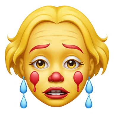Sobbing yellow emoji clown sticker