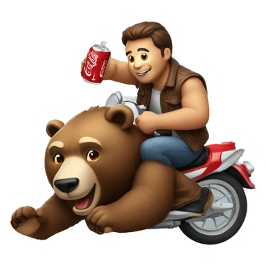 A man drinking coca cola and riding on a bear sticker