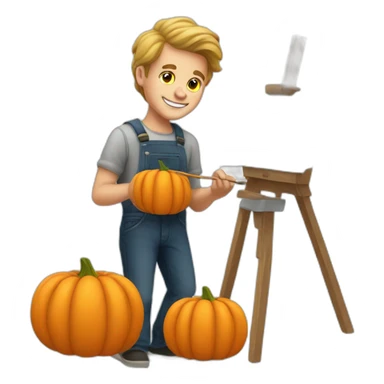 White Guy painting pumpkins sticker