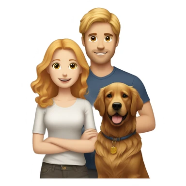 Strawberry blonde girl with a dark haired guy and a golden retriever  sticker