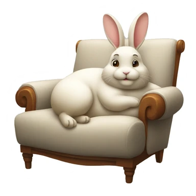 fat rabbit relaxing on a chair sticker
