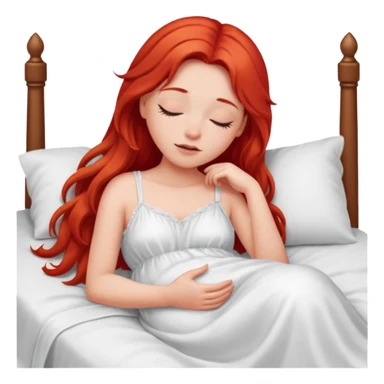 Red long hair girl sleeping in bed alone sticker