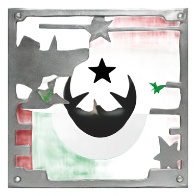 ￼￼ free syria flag green above white metal with the three stars red and in the last black inside ❤️ ￼ sticker