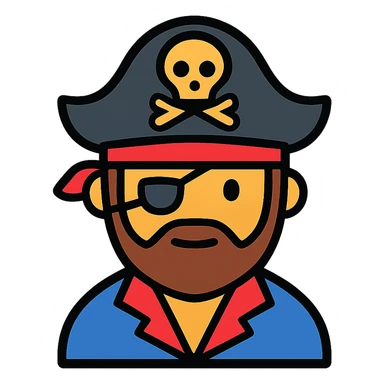 pirate icon, color outline style sticker