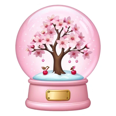 Pastel pink snow globe，Cherry blossom，flash sticker