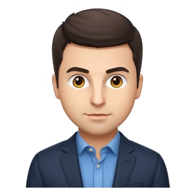 Brian Chesky as an apple-style emoji, business casual, short hair, approachable expression sticker