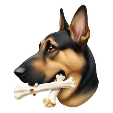 german sheperd eating a bone sticker