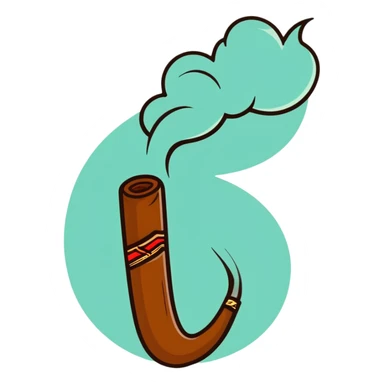 lit cigar with smoke swirl sticker