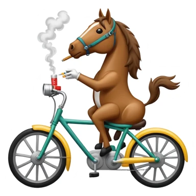 horse smoking cigarettes while riding a bike sticker