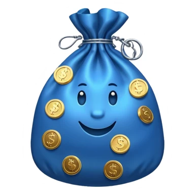 blue coins inside a money bag  sticker