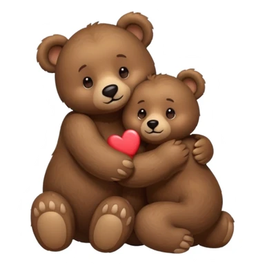Big cute male bear hugging medium sized female bear, hearts and love  sticker