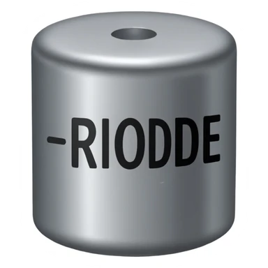 grey cyllinder with the word 'rhode' across the side sticker