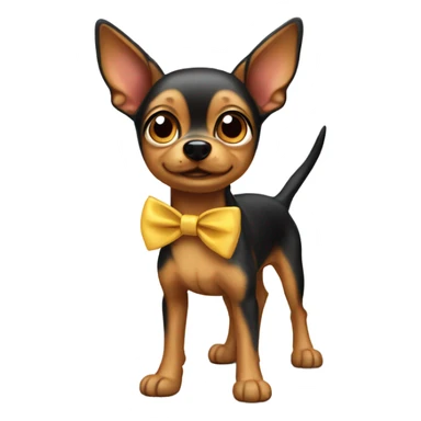 Toy Terrier dog with a bow sticker