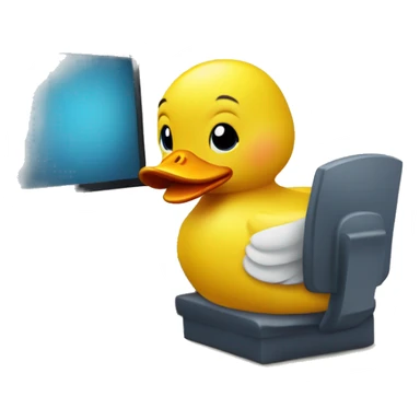 Rubber duck writing on computer  sticker