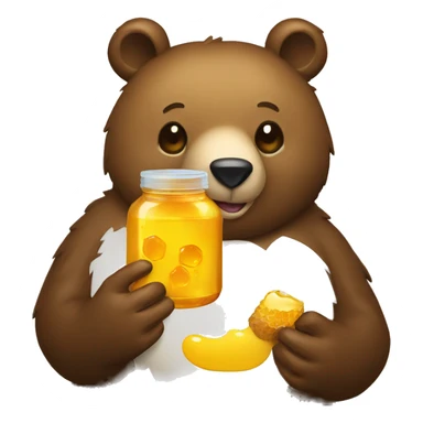 bear eats honey  jar sticker