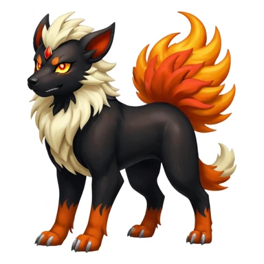 Shiny Exotic Gothic Houndoom-Arcanine-Pokémon-Fakémon-hybrid-creature sticker