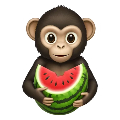 Black monkey holding watermelon  sticker