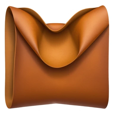 Apple-style 3D emoji of a rolled sheet of industrial leather, smooth surface, deep brown color, soft sheen, folded like fabric, with slight creases showing its texture. sticker