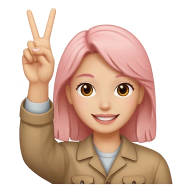 Blushing smile with a peace sign sticker
