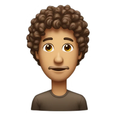man with curly hair with a coffee cup lid on his head sticker