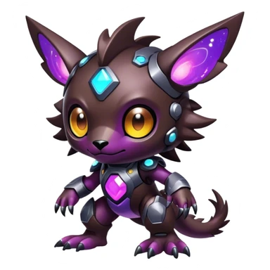 Cute cool colorful futuristic dark nebula fantasy-Digimon-animal-hybrid full body sticker
