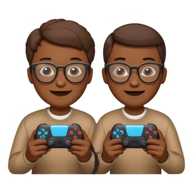Two poops emojis wearing glasses and each on holding ps5 controller sticker