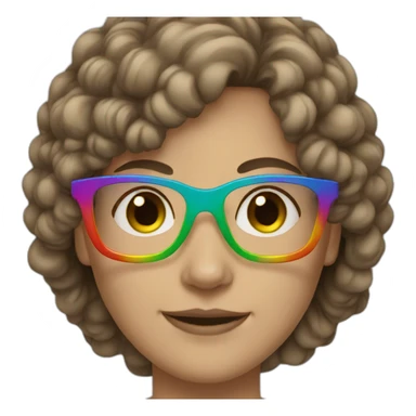 brown hair white woman rainbow glasses sticker