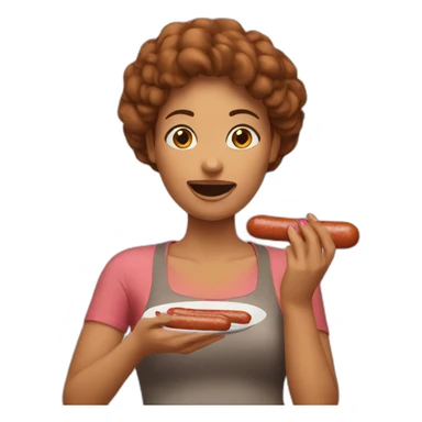 Woman eating sausage no hands sticker