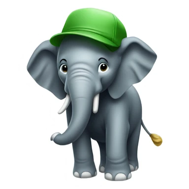 Elefante con una gorra verde y un bate  sticker