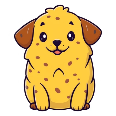 A cartoon dog emoji with a potato-like texture and brown speckles — looks like a potato dog. sticker