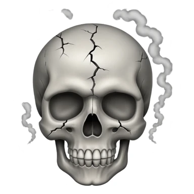 Make a skull emoji whose head is blasted off and smoke is coming from its head from inside sticker
