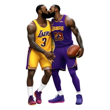 Lebron James smooching a football player sticker
