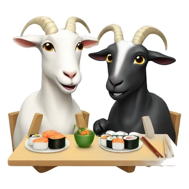 two goats eating sushi sticker