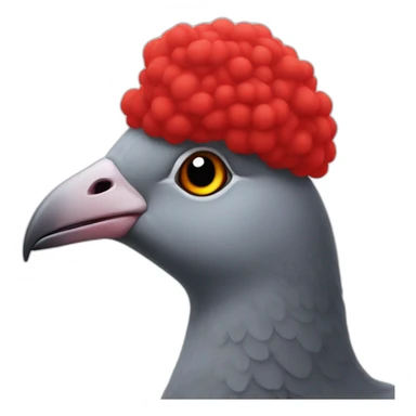 A pigeon on the head of a red sheep sticker