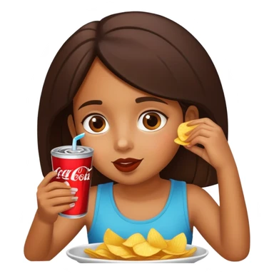 home brown girl with chips and cola  sticker