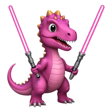 Dinosaur with a pink light saber sticker