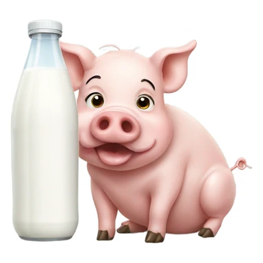 Pig eating some milk sticker