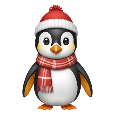 Winter penguin wearing winter clothes with winter background sticker