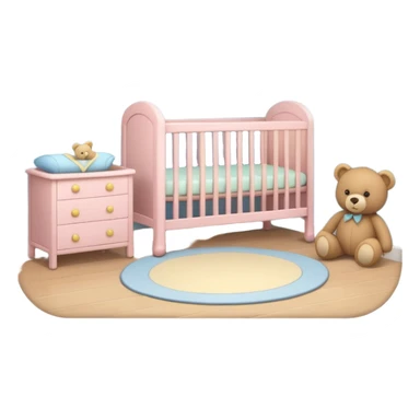 Cozy baby room with crib and teddy bear sticker