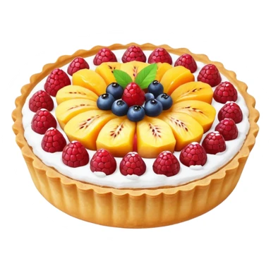 small round fruit tart with glossy filling, sticker