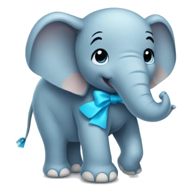 elephant with light blue bow sticker