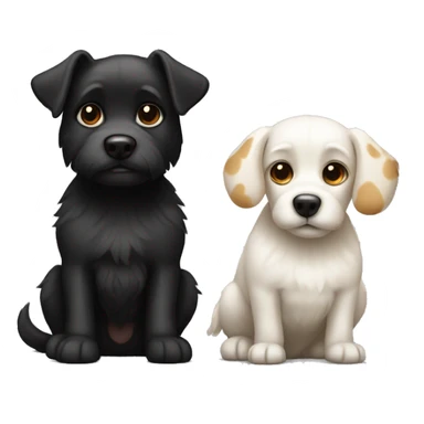 small black dog and small white dog with light brown spots same size sticker